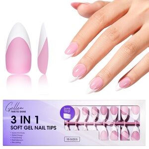Gellen 150 Pink And White French Tip Almond Press On Nails